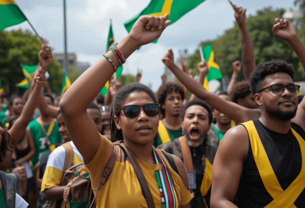 Jamaicans protesting